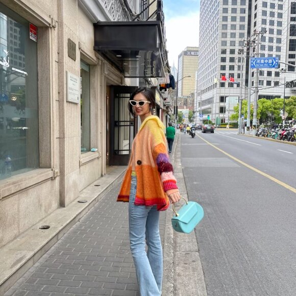 Free people Bohemian mohair sweater - long multicolor sunset cardigan - Picture 6 of 12